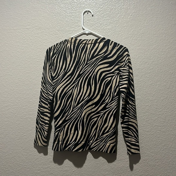 J.Crew Factory Women's Animal-print Zebra Teddie Cotton Sweater Size XS - Picture 6 of 8